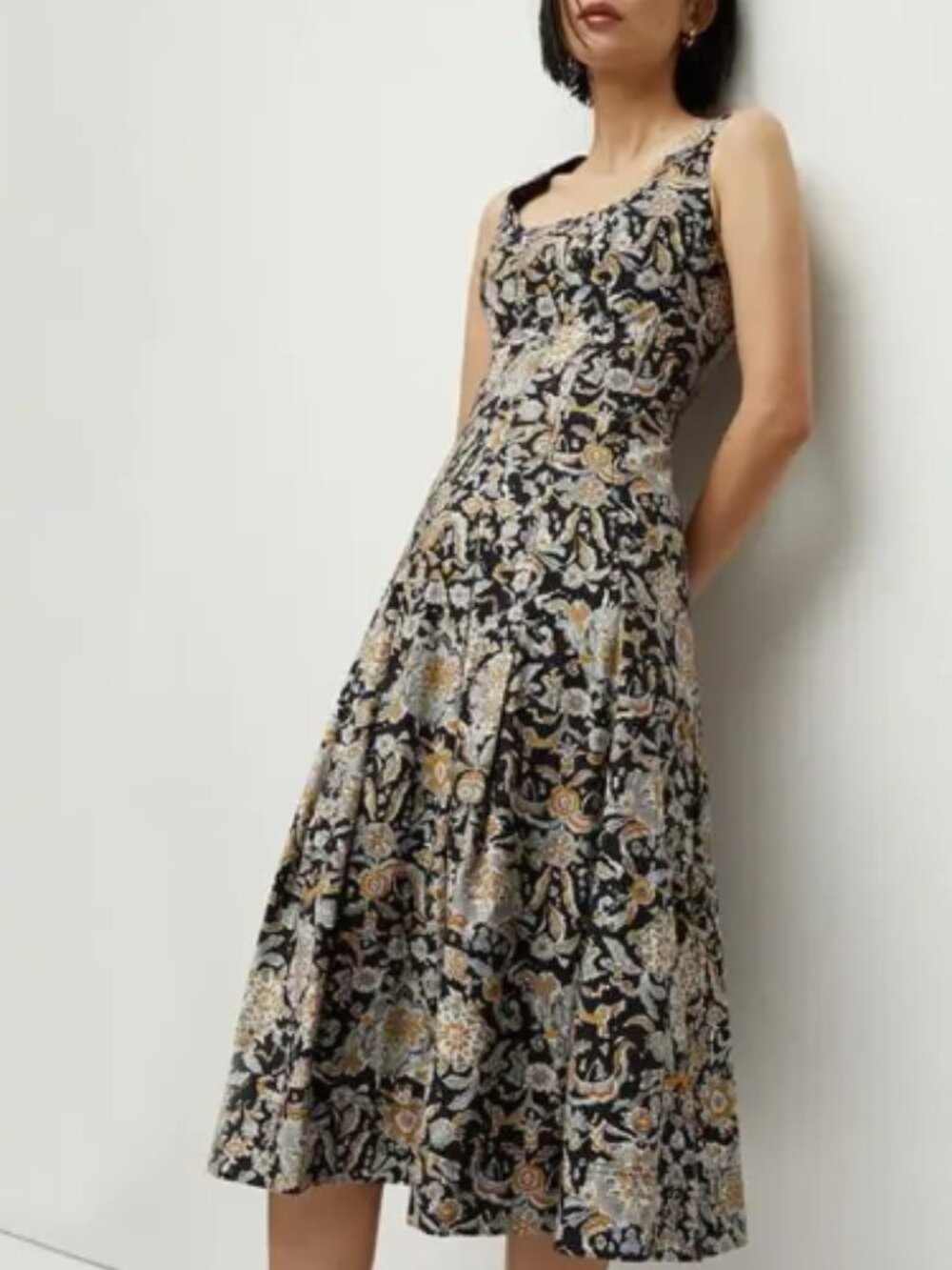 VERONICA BEARD Size 6 Jolie Paisley Print Sleeveless Square Neck Midi Dress EUC